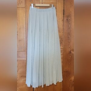 Pleated Long Maxi Skirt - Light Sage Green